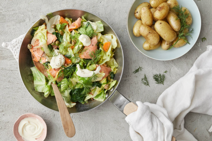 Smoked Salmon & Early Summer Cabbage Skillet (Savulohi-Varhaiskaalipannu)