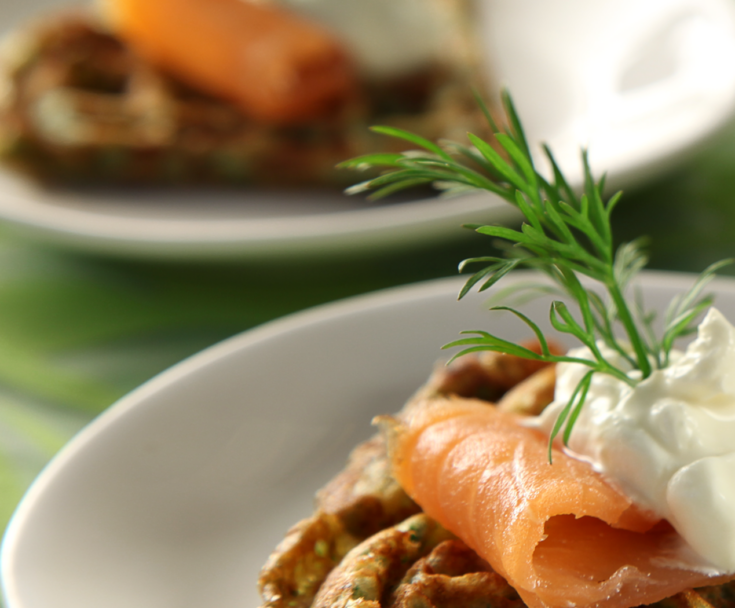 Spinach Waffles with Smoked Salmon (Spinatvafler med laks)
